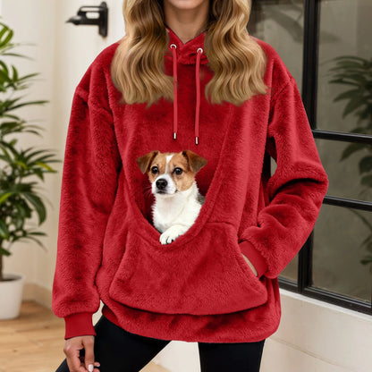 Sudadera con capucha para mujer con bolsillo para mascotas