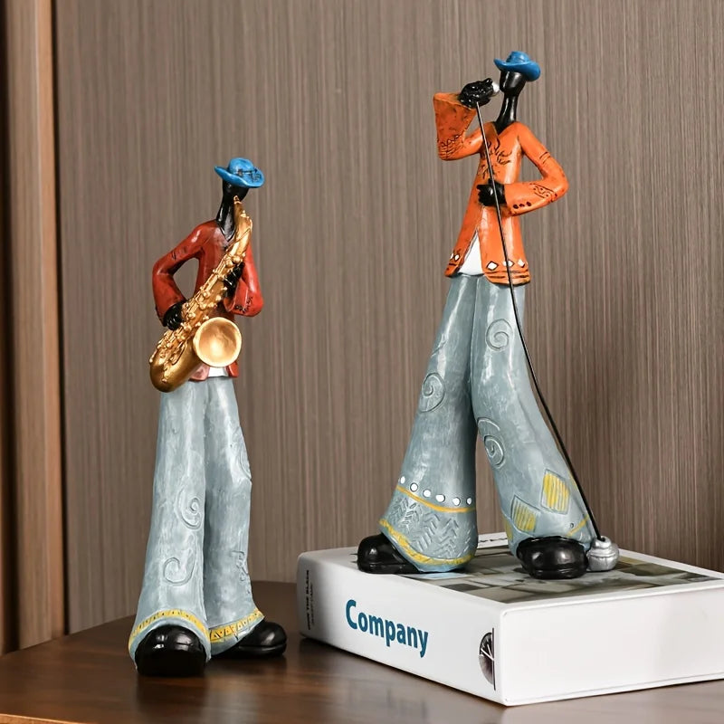 Figura de cantante de jazz como figura decorativa pintada a mano para la sala de estar y la sala de música