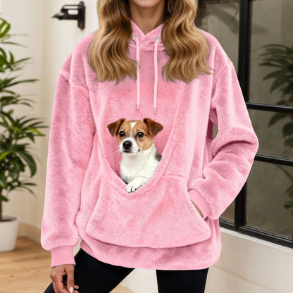 Sudadera con capucha para mujer con bolsillo para mascotas