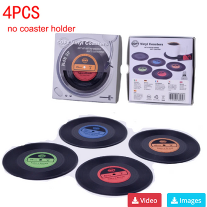 Retro Vinyl Set podmetača – Zaštitite svoj namještaj s glazbenim stilom