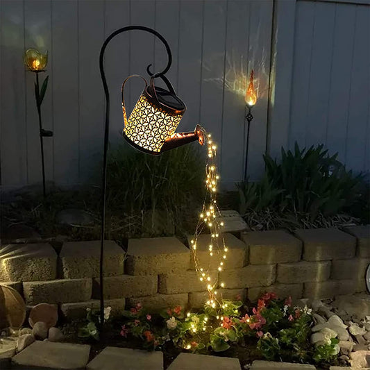 Lámpara de jardín con regadera y luz de pulverización: iluminación exterior mágica alimentada por energía solar