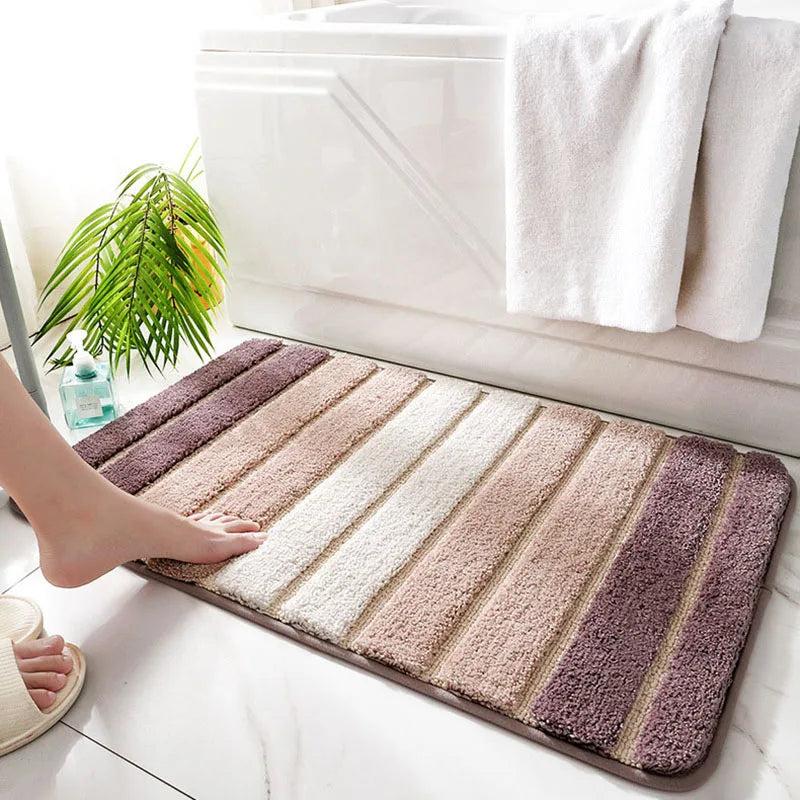 Alfombrilla de baño suave con diseño de rayas