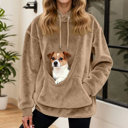 Sudadera con capucha para mujer con bolsillo para mascotas