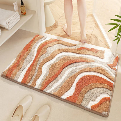 Alfombrilla de baño mullida con ondas y base antideslizante