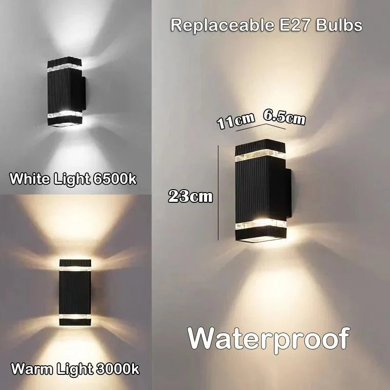 Moderna vanjska zidna svjetiljka s efektom osvjetljenja prema gore i dolje