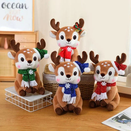 Reno de peluche navideño con bufanda