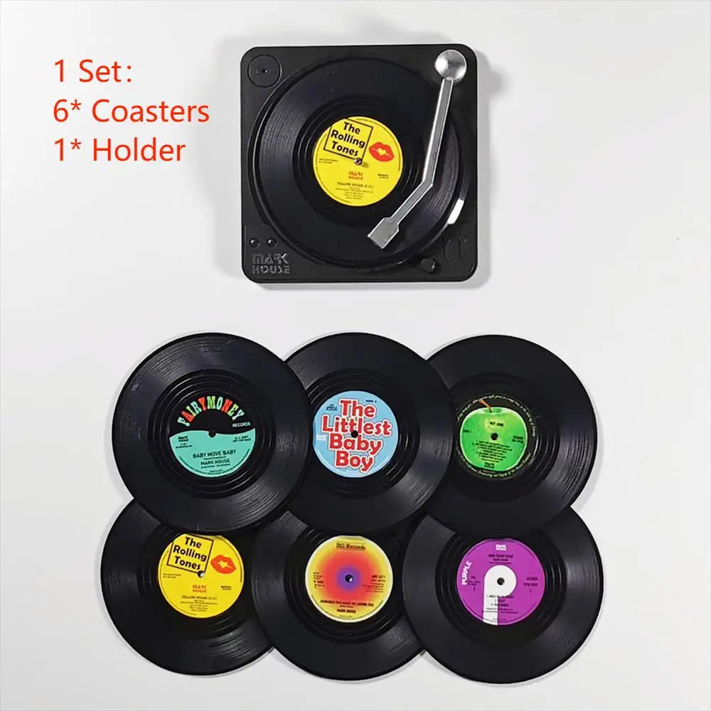 Retro Vinyl Set podmetača – Zaštitite svoj namještaj s glazbenim stilom
