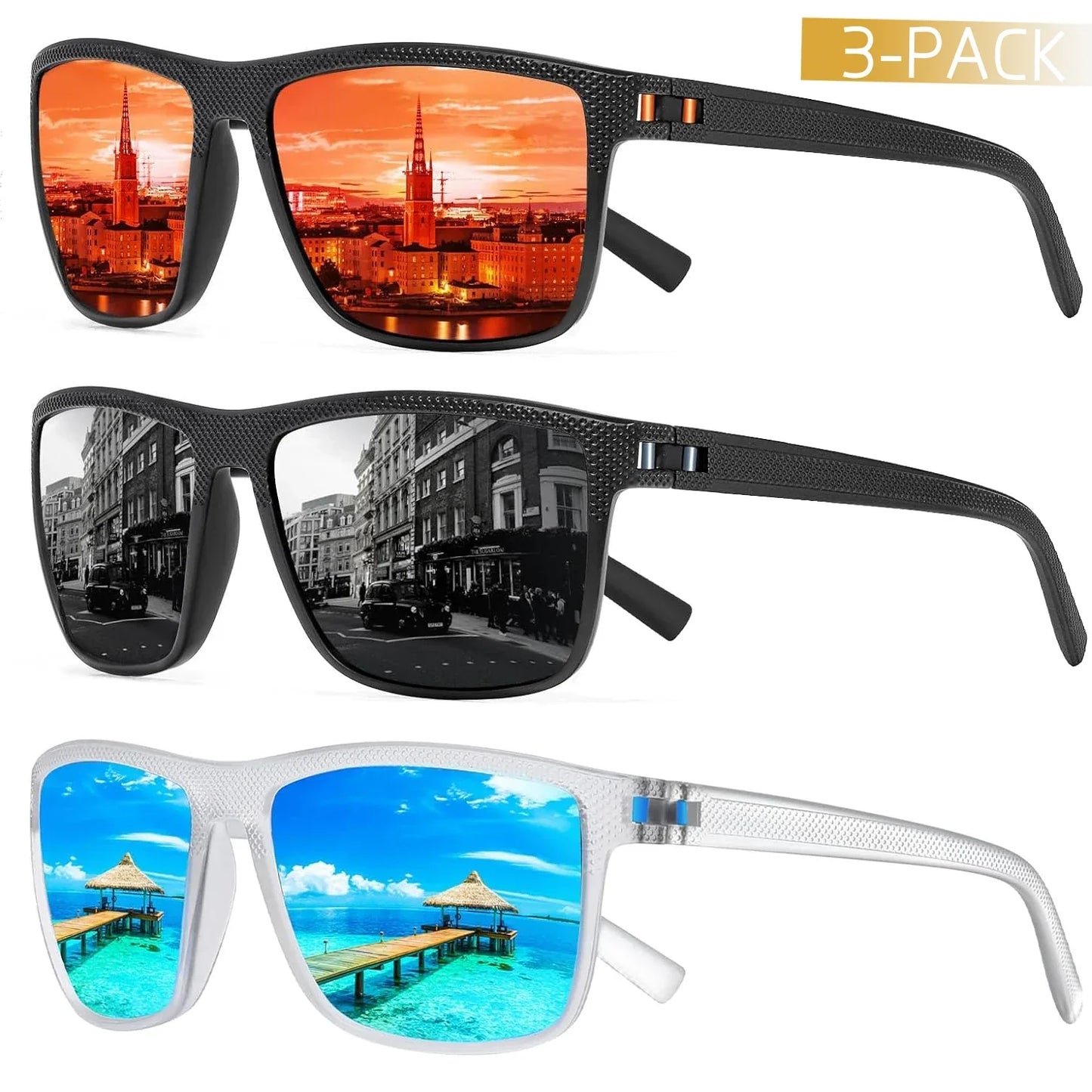 Paquete de 3 gafas de sol polarizadas AquaShield: protegidas y con estilo