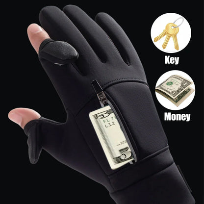 Winterhandschuhe mit Klappfingern und Reißverschlusstasche