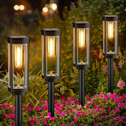 Lámpara solar EcoGlow: iluminación exterior resistente a la intemperie con luz LED cálida