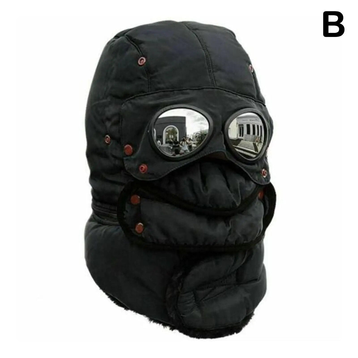 Thermo-Winterhaube mit Gesichtsschutz und Brillenelementen