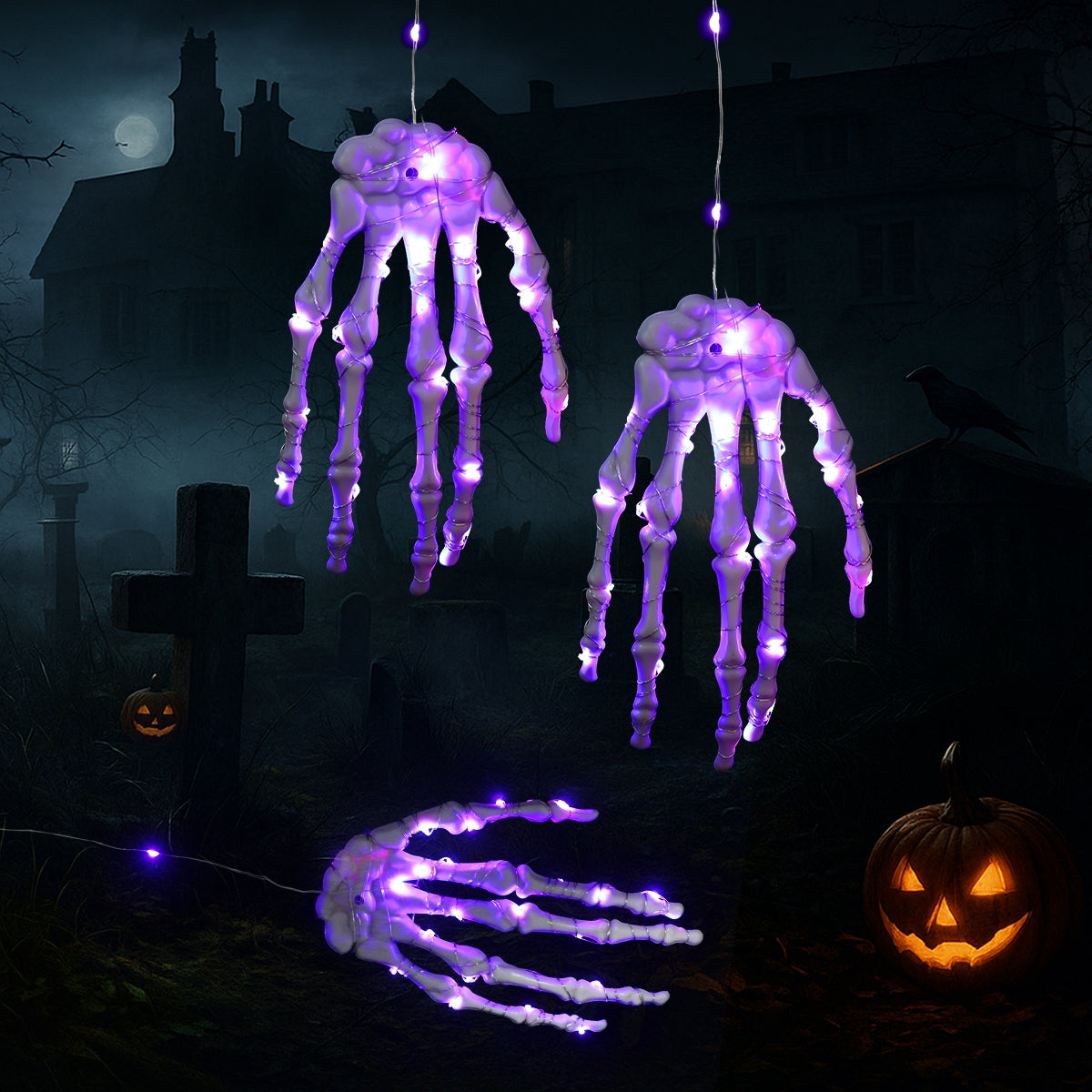 Svjetleća kosturova ruka – Strašna Halloween dekoracija s LED svjetlima
