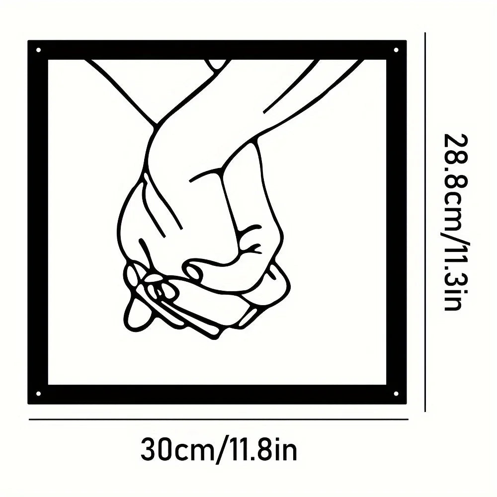 Metalni zidni ukras s povezanim rukama – Minimalistički i povezivan