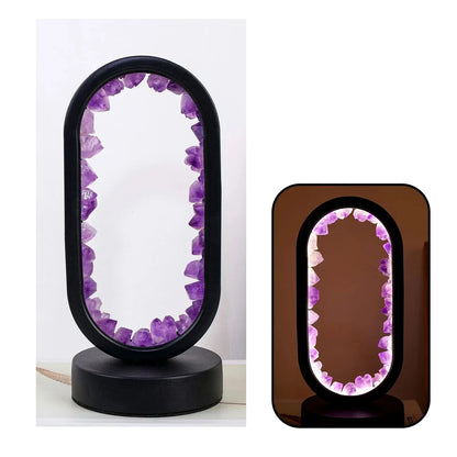 Elegantna ametist kristalna lampa – Ambijentalna LED rasvjeta za opuštanje