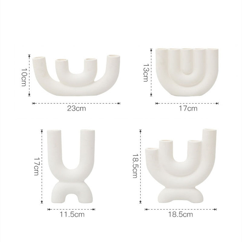 Castiçal de cerâmica com design moderno em U
