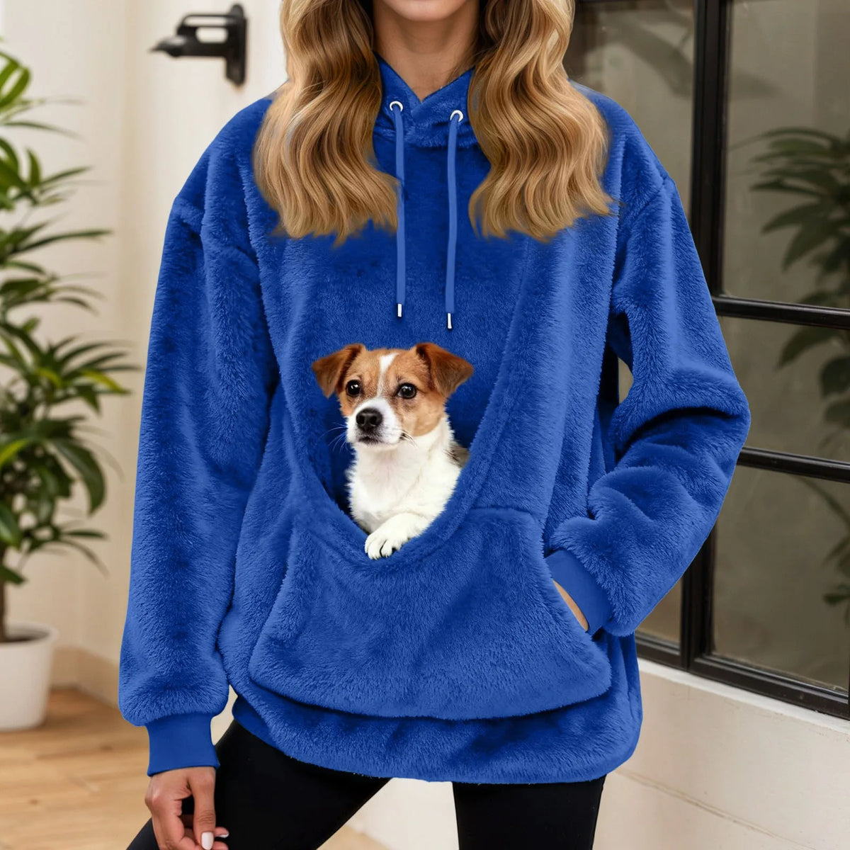 Sudadera con capucha para mujer con bolsillo para mascotas