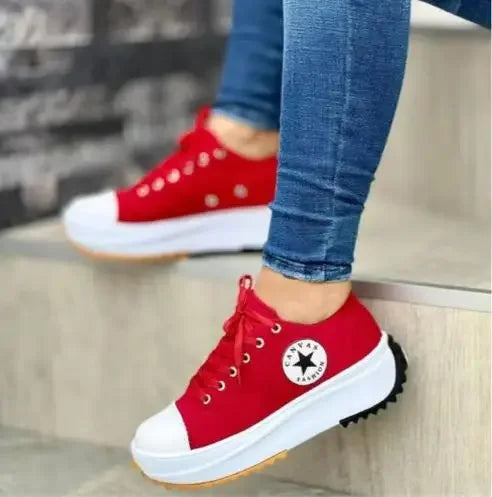 Hohe Damen Sneaker aus Canvas – Trendy und Komfortabel