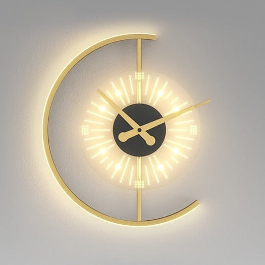 Reloj de pared LED con iluminación y moderno diseño semicircular