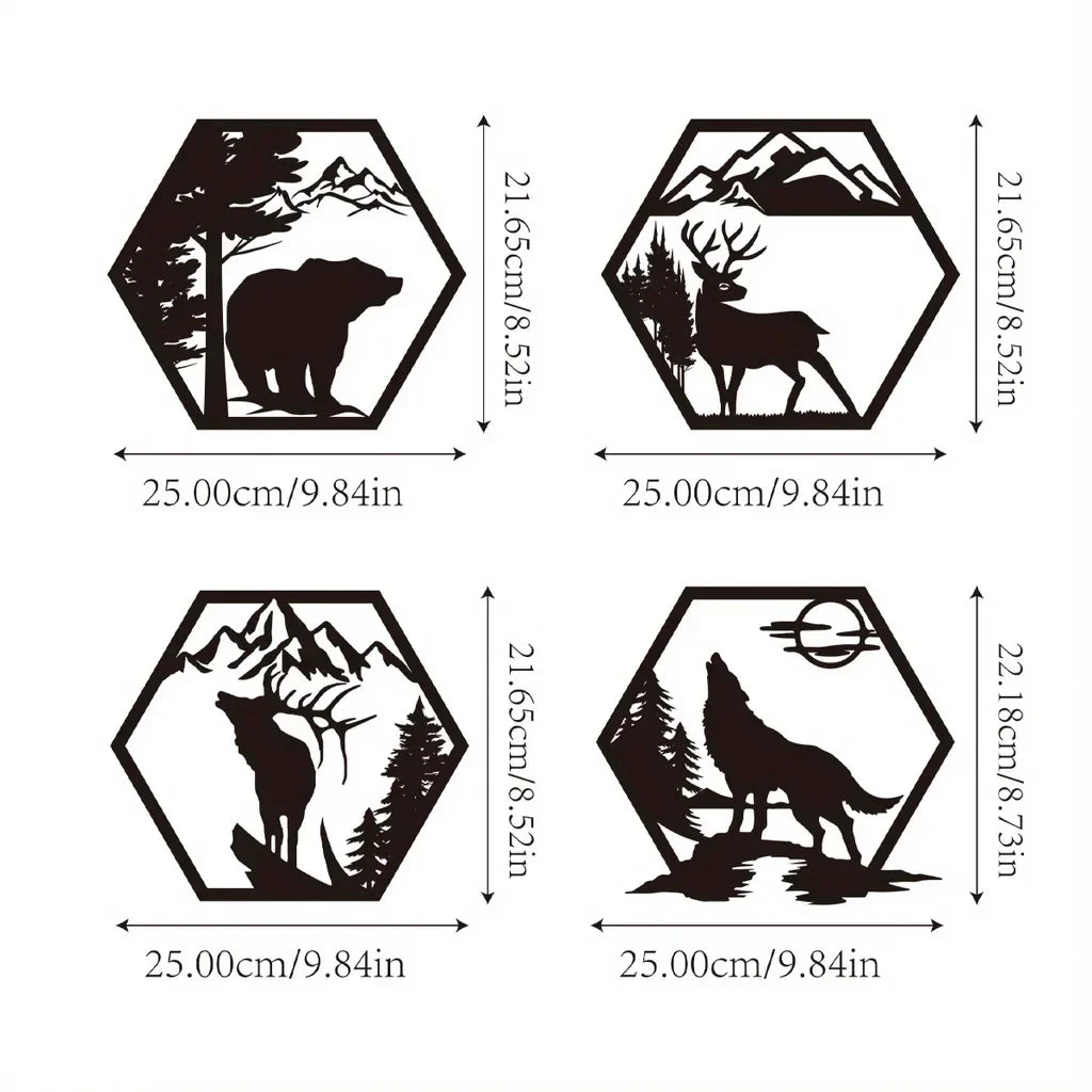 Divlja geometrijska zidna dekoracija – Životinje i planine