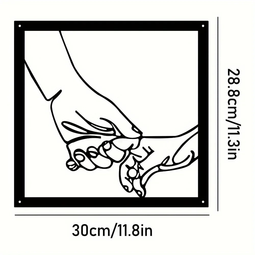 Metalni zidni ukras s povezanim rukama – Minimalistički i povezivan