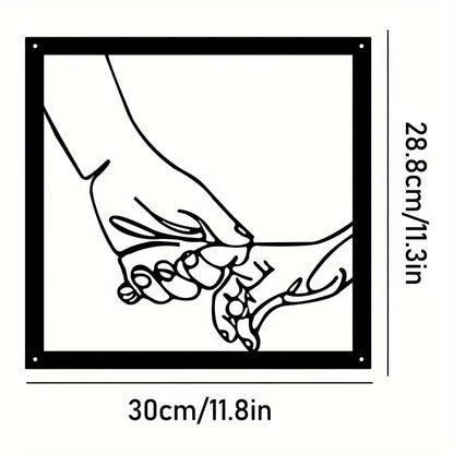 Metalni zidni ukras s povezanim rukama – Minimalistički i povezivan