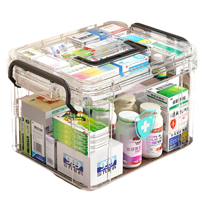 Organizador de medicamentos grande de varias capas: práctico y bien organizado.