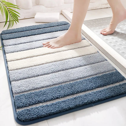 Alfombrilla de baño suave con diseño de rayas