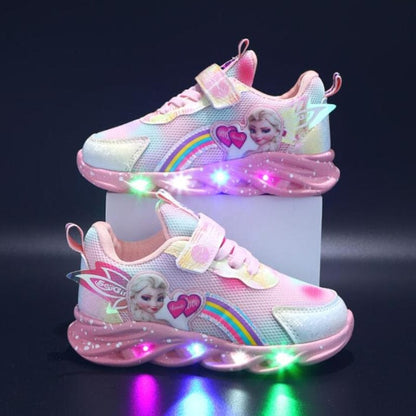 Zapatillas Rainbow Glitter: zapatos LED para niños aventureros