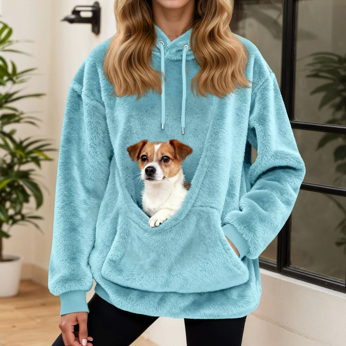 Sudadera con capucha para mujer con bolsillo para mascotas