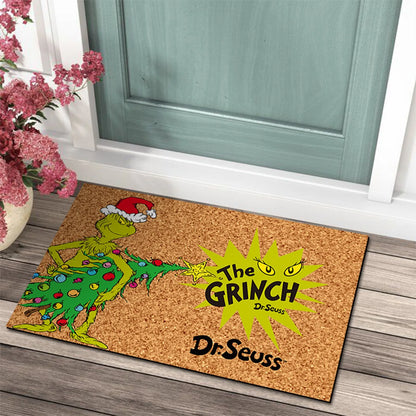 Božićna otirač za vrata s Grinch dizajnom – Veseli doček za blagdane