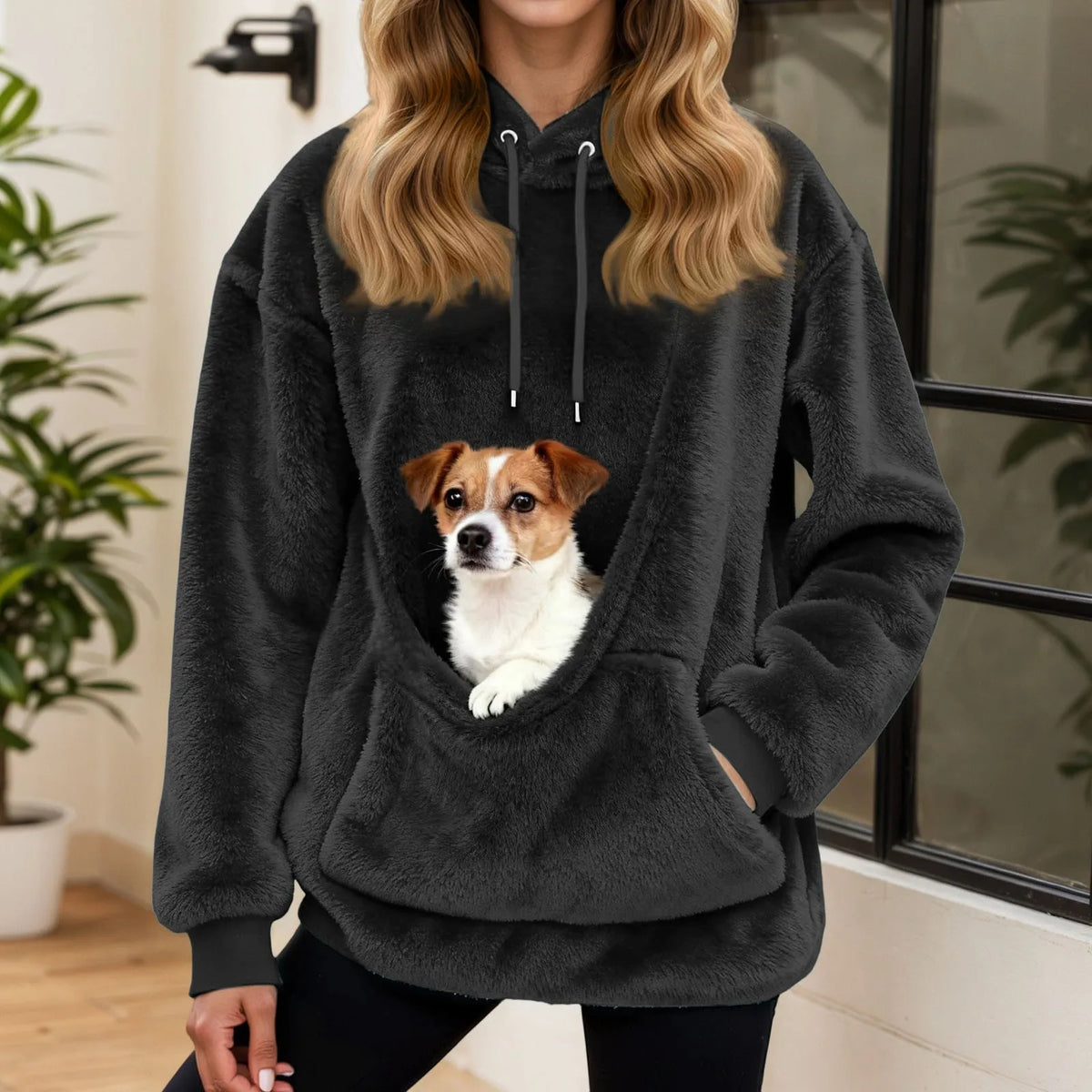 Sudadera con capucha para mujer con bolsillo para mascotas