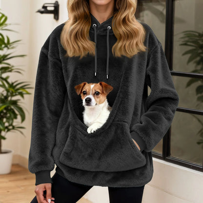 Sudadera con capucha para mujer con bolsillo para mascotas