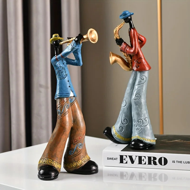 Figura de cantante de jazz como figura decorativa pintada a mano para la sala de estar y la sala de música