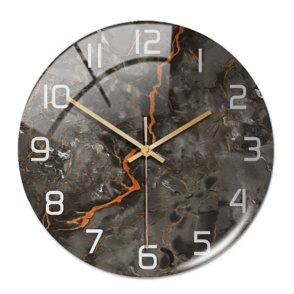 Reloj de pared redondo con aspecto de mármol y mecanismo de cuarzo silencioso