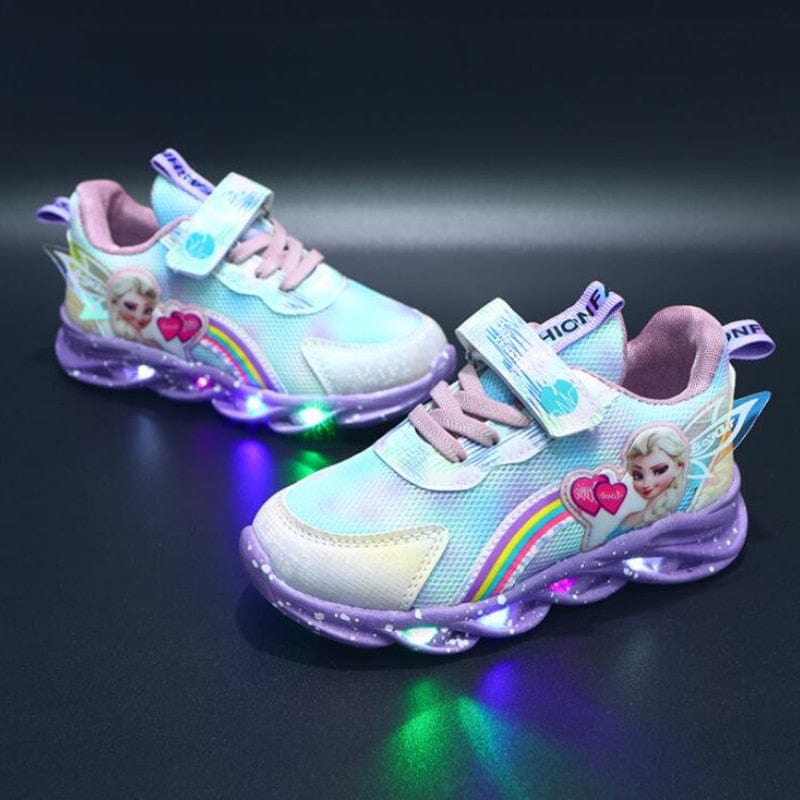 Zapatillas Rainbow Glitter: zapatos LED para niños aventureros