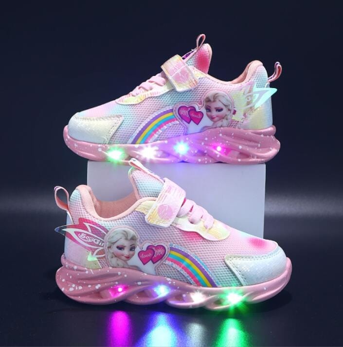 Zapatillas Rainbow Glitter: zapatos LED para niños aventureros