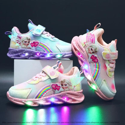 Zapatillas Rainbow Glitter: zapatos LED para niños aventureros