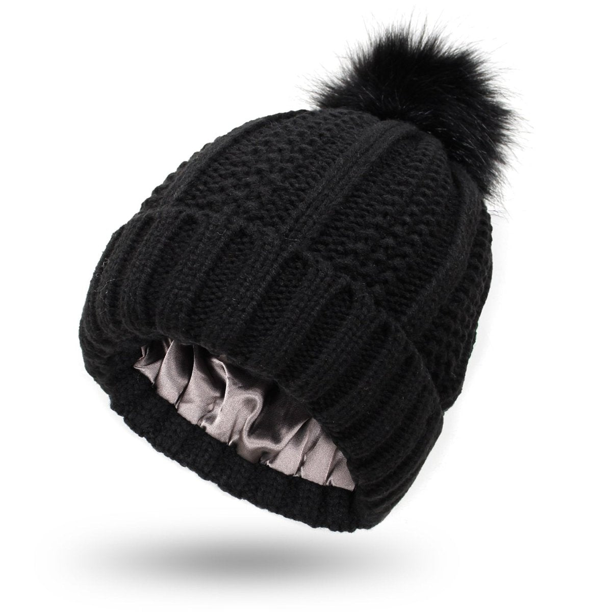 Gorro de mujer con pompón y forro interior liso