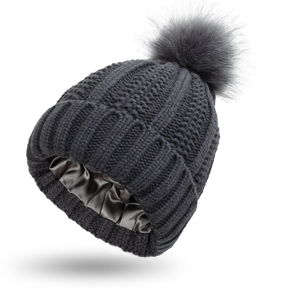 Gorro de mujer con pompón y forro interior liso