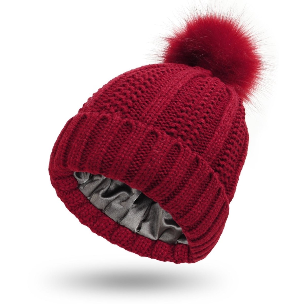 Gorro de mujer con pompón y forro interior liso