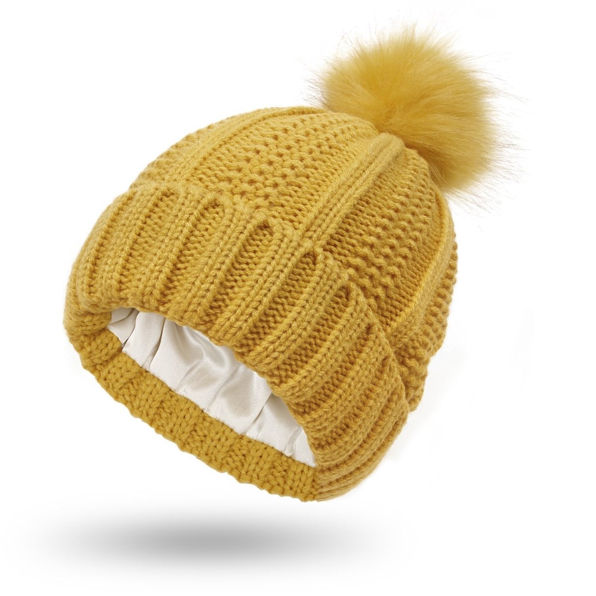 Gorro de mujer con pompón y forro interior liso