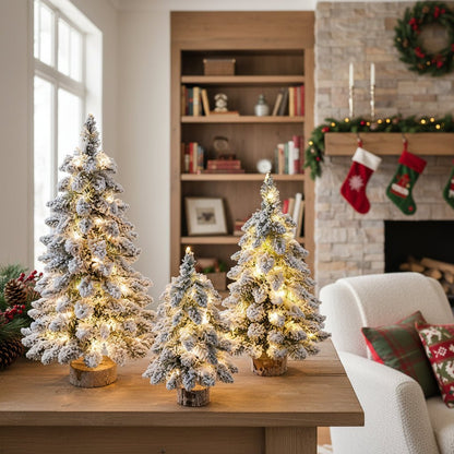 Beleuchteter Mini-Weihnachtsbaum mit Schneeeffekt