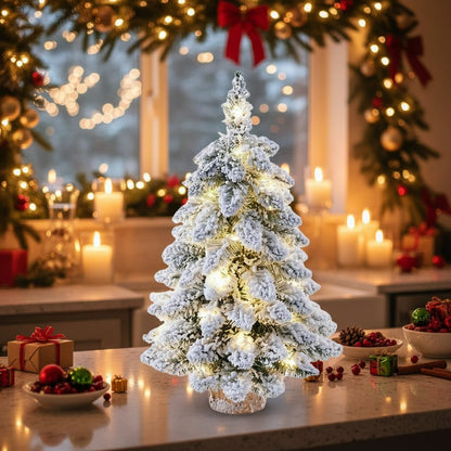 Beleuchteter Mini-Weihnachtsbaum mit Schneeeffekt