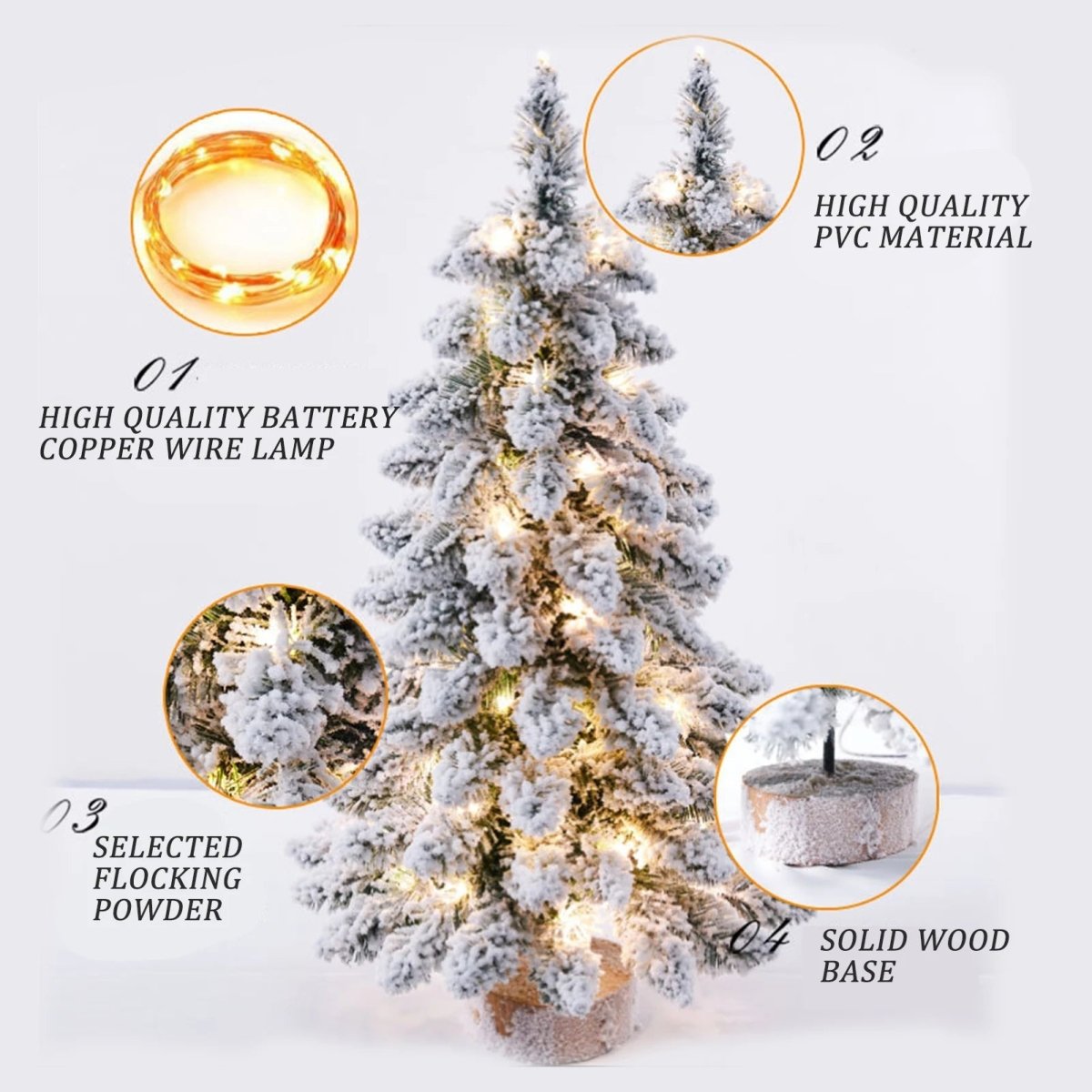 Beleuchteter Mini-Weihnachtsbaum mit Schneeeffekt