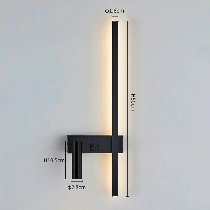Moderno aplique de parede LED com luz de leitura