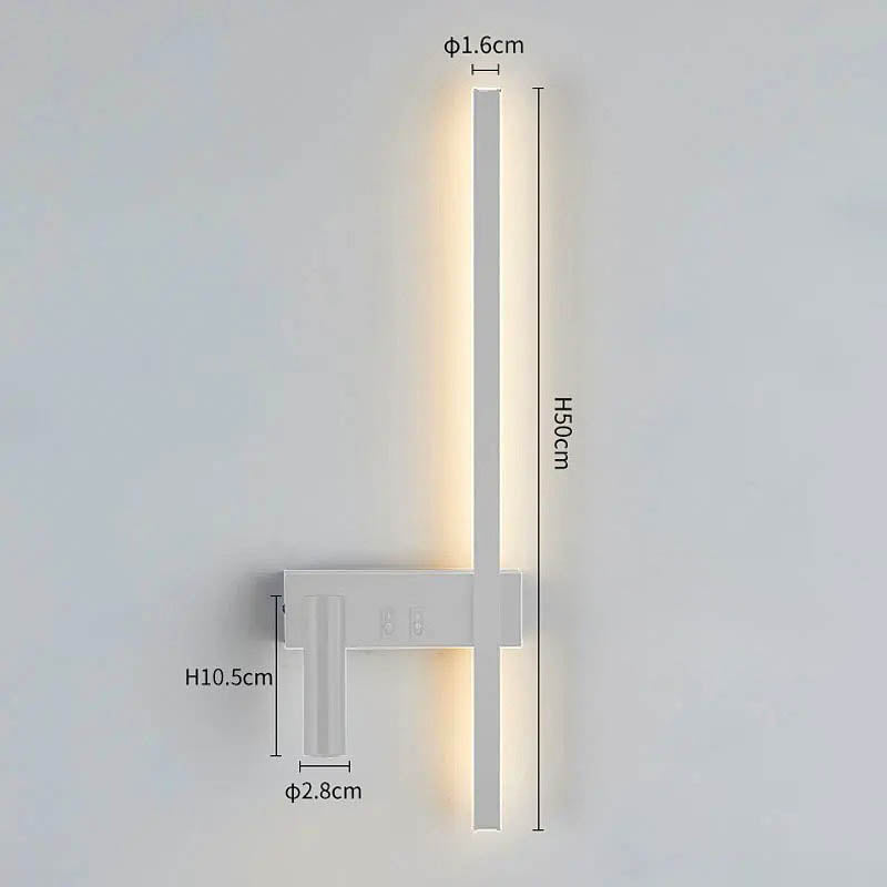 Moderno aplique de parede LED com luz de leitura