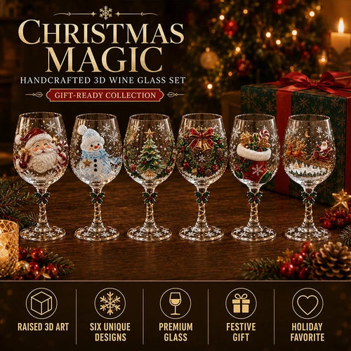 Copa de vino navideña con decoración festiva tridimensional para regalar