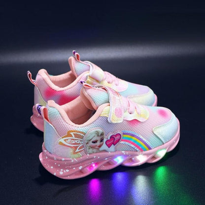 Zapatillas Rainbow Glitter: zapatos LED para niños aventureros