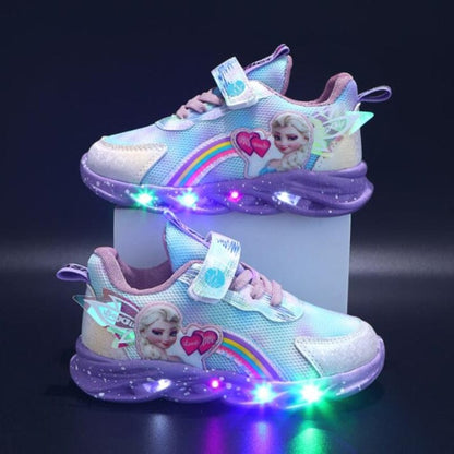 Zapatillas Rainbow Glitter: zapatos LED para niños aventureros