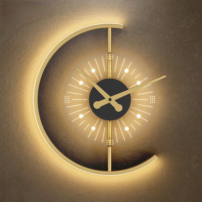 Reloj de pared LED con iluminación y moderno diseño semicircular